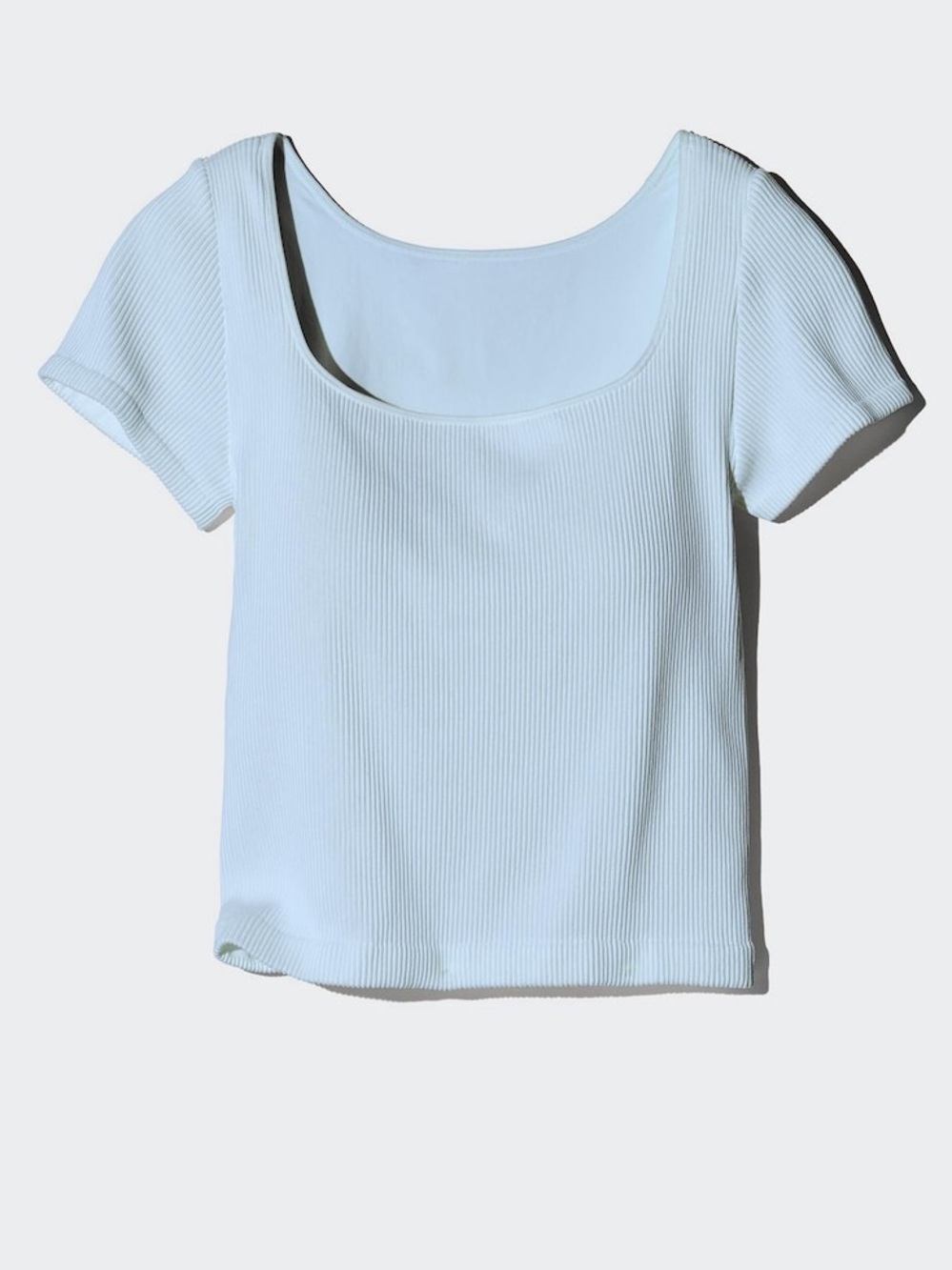 Uniqlo Ribbed Square Neck Cropped Bra T tshirt baby blue S